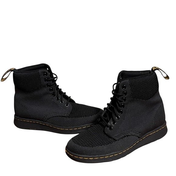 Dr. Martens Black Textured Rigal Knit 8 Eye Boots Combat Black Unisex — Size 7 - Picture 2 of 15